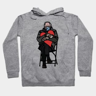 Bernie Sanders Memes Mittens Holding Red Heart on Valentines Day Hoodie